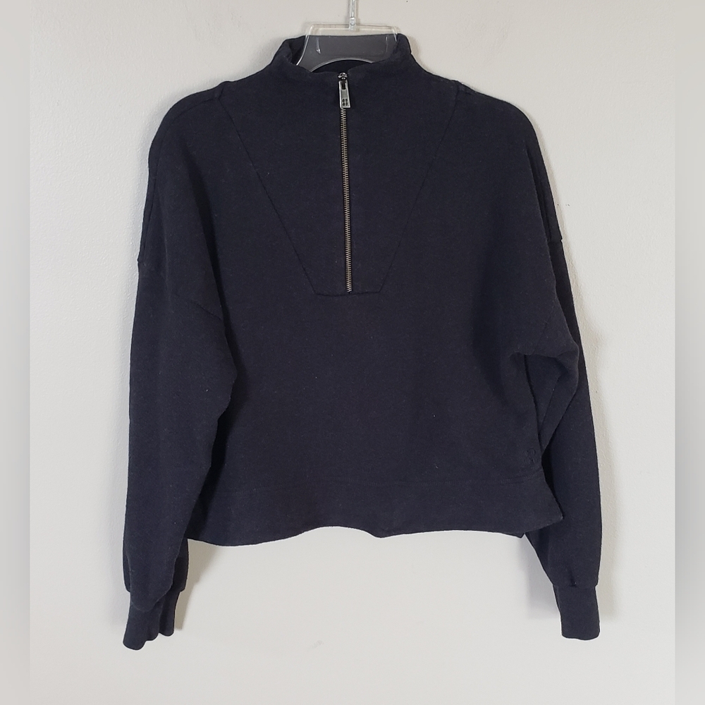 Sweaty Betty Women's Charcoal Gray Half Zip Crop Sweatshirt Size Small